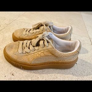 Gold suede Puma sneakers size 6